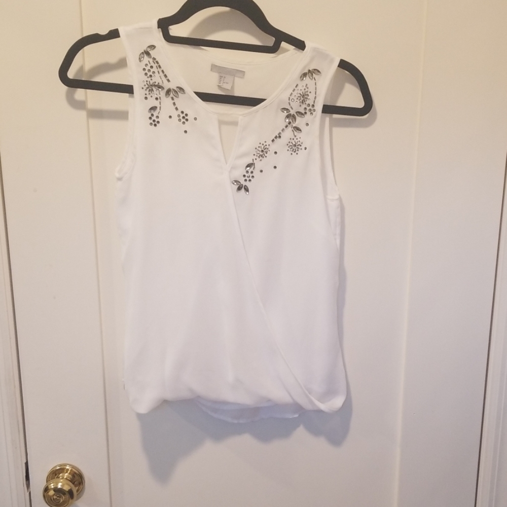 H&M Beaded Collar Double Layer Tank Top